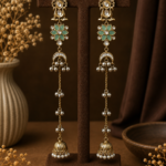 Zareen Long Kashmiri Jhumka Earrings – Mint Green