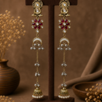 Zareen Long Kashmiri Jhumka Earrings – Dark Pink
