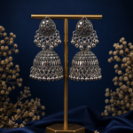 Tara Oxidised Statement Jhumka Earrings – Silver