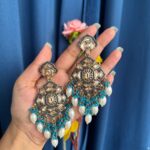 Purnima Premium Earrings – Teal Blue