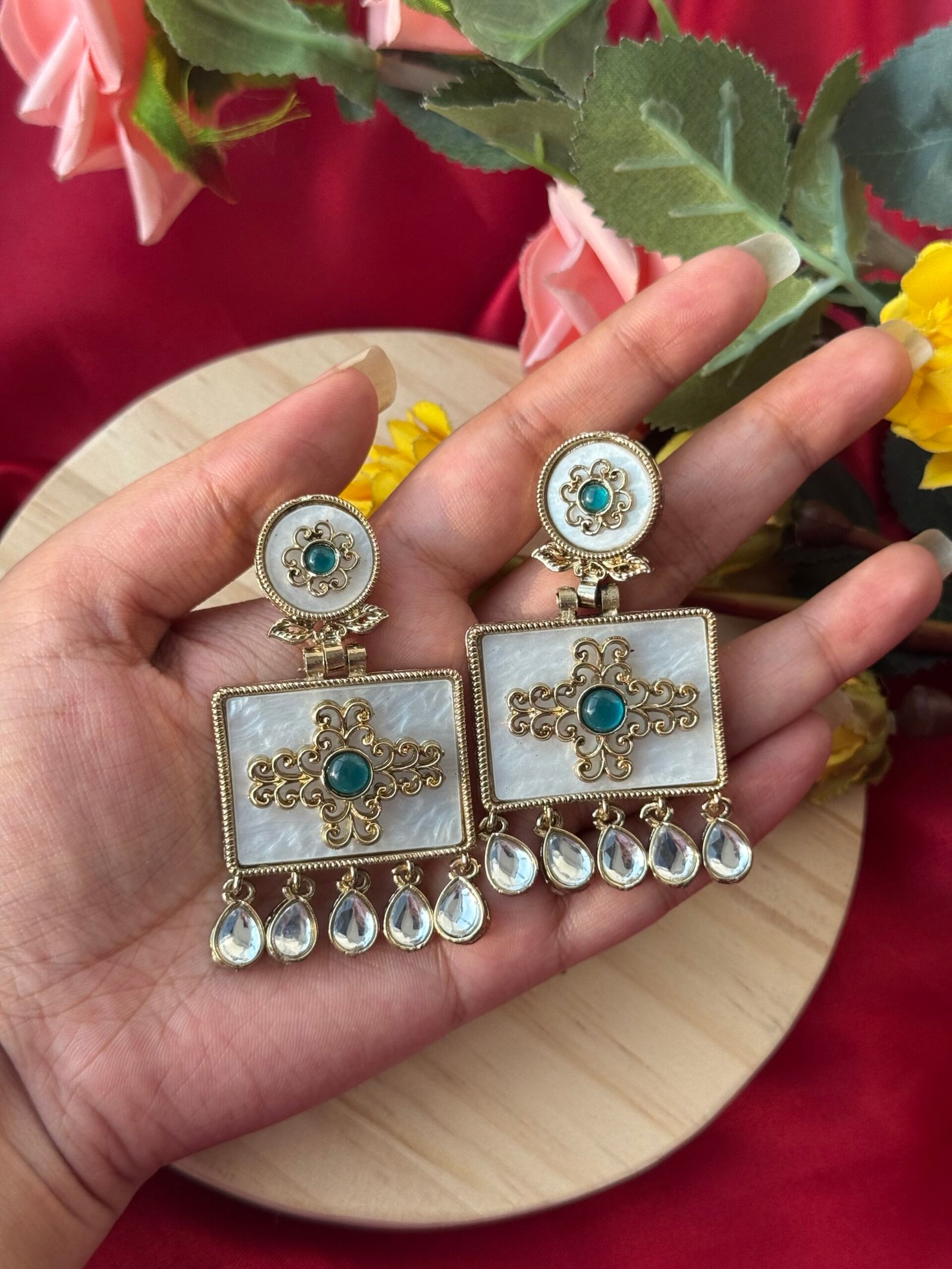 Photo-01-03-25-5-38-12-PM-scaled-1.jpg Anjana Premium Marble Earrings β Teal Green - Image 1