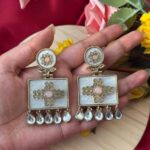 Anjana Premium Marble Earrings – Light Pink