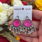 Daily Wear Stone Earrings – Dark Pink