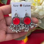 Daily Wear Stone Earrings -Red