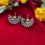Teena daily Wear Stone Earrings – Yellow