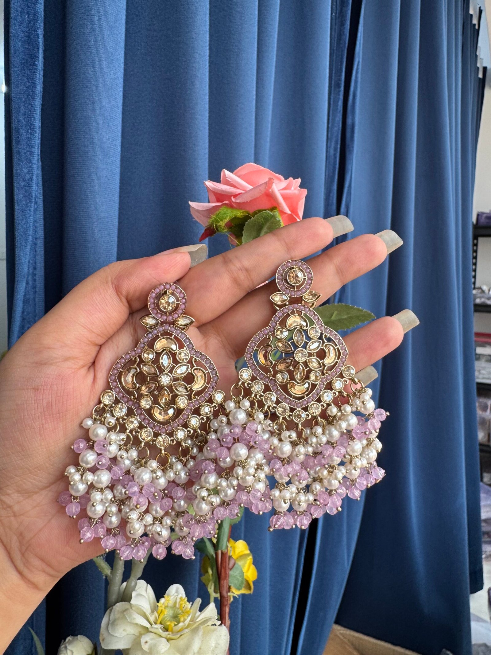Photo-02-04-25-2-06-59-PM-scaled-1.jpg Nitya Premium Kundan Earrings – Lavender - Image 1
