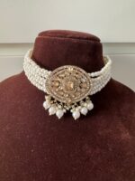 Reena Pearl Choker Set – Golden - Image 2