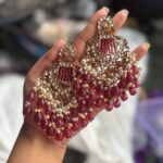 Ishani Kundan Chandbali Earrings – Wine