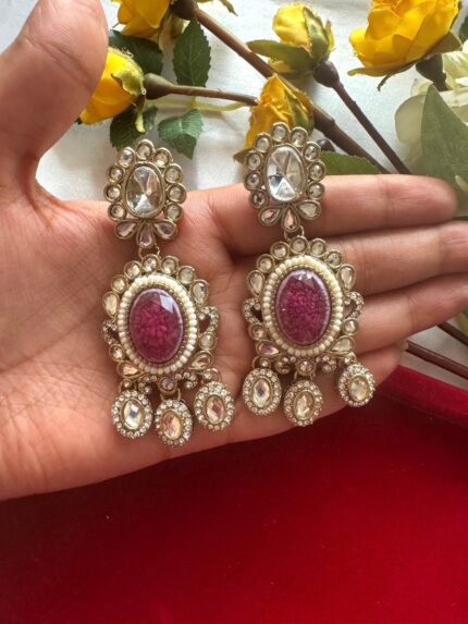 Premium Zirconia Earrings – Wine