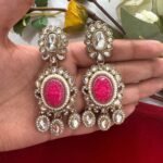 Premium Zirconia Earrings – Dark Pink