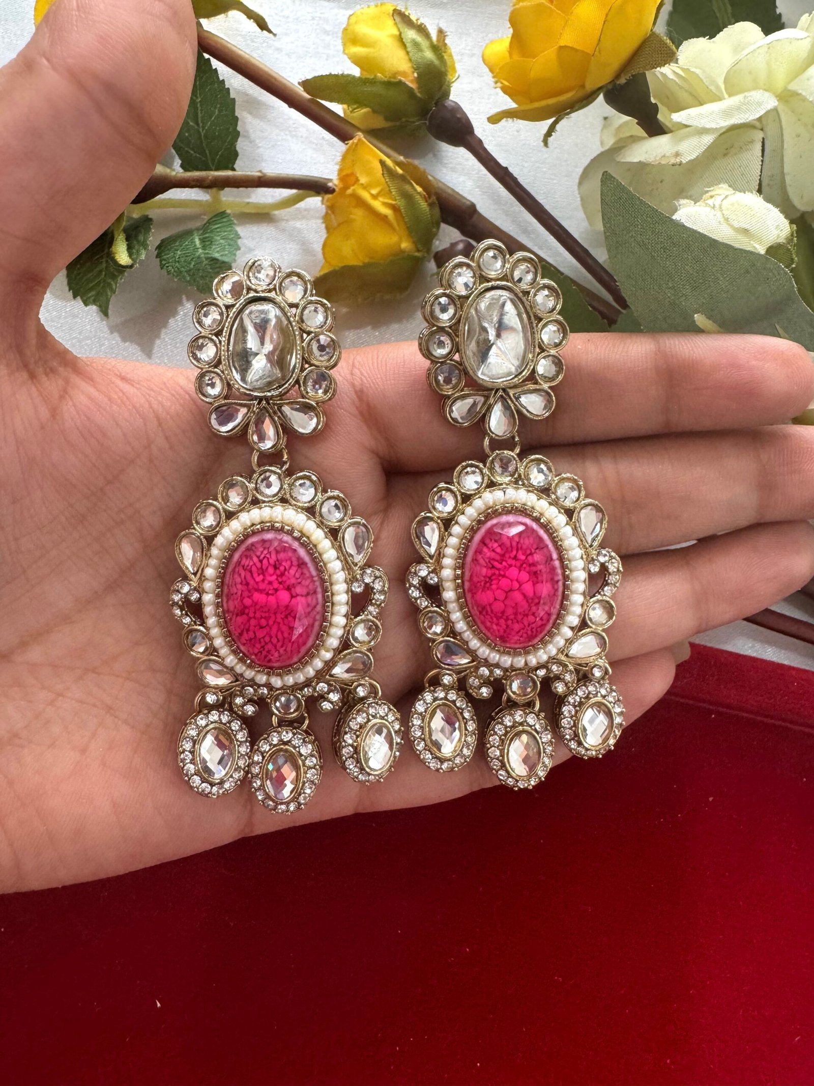 Photo-02-06-25-5-47-34-PM-6-scaled-1.jpg Premium Zirconia Earrings – Dark Pink - Image 1