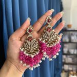 Zarine Premium Chandbali – Dark Pink