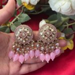 Shakira Kundan Earrings – Light Pink