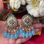 Shakira Kundan Earrings – Light Blue