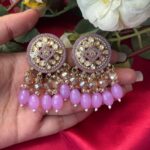 Shakira Kundan Earrings -Lavender
