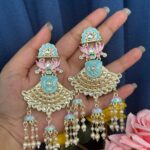 Nusha Meenakari Earrings – Light Blue