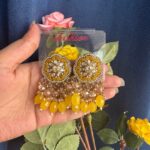 Shrishti Flower Kundan Studs – Yellow