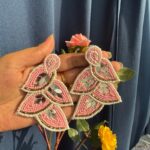 Pink Beaded Mirror Earrings