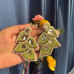 Green Beaded Handmade Earrings