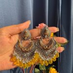 Light Weight Oxidised Dual Tone Earrings – Yellow
