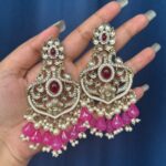 Sunidhi Kundan Earrings – Dark Pink