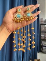 Noor Kashmiri Ghungroo Earrings – Light Blue - Image 3