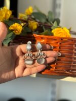 Stone Brass Earrings – White - Image 2