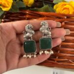Lion Brass Earrings – Green