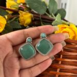 Monalisa Stone Brass Earrings – Sea Green
