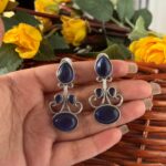 Stone Brass Earrings – Blue
