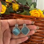 Monalisa Stone Brass Earrings – Dual Shade