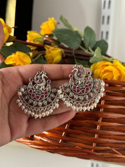 Peacock Brass Earrings – Wine