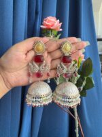 Shina Premium Kashmiri Jhumka – Ruby - Image 2