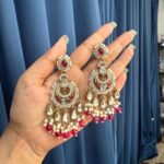 Teena Chandbali Earrings – Dark Pink