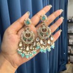 Teena Chandbali Earrings – Light Blue