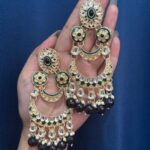 Dipali Kundan Earrings – Black