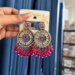 Shanaya Kundan Earrings – Dark Pink