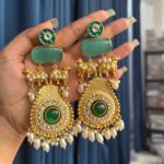 Jeeva Kashmiri Chandbali Earrings – Mint Green