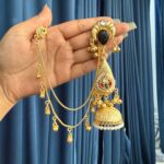 Ahsas Kashmiri Brass Kaan Chain Earrings – Black