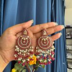 Disha Premium Earrings – Dark Pink