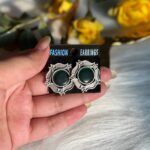 Brass Stone Studs -Green