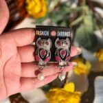 Brass Owl Earrings – Wine