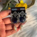 Unique Brass Earrings – Blue