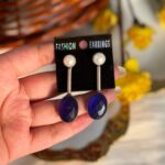 Long Blue Brass Earrings