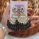 Raveena Kundan Earrings – Black