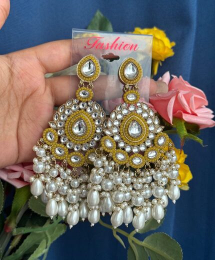 Avantika Long Earrings – Yellow