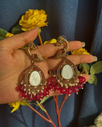Unique Marble Peacock Earrings – Wine