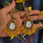 Unique Marble Peacock Earrings – Yellow