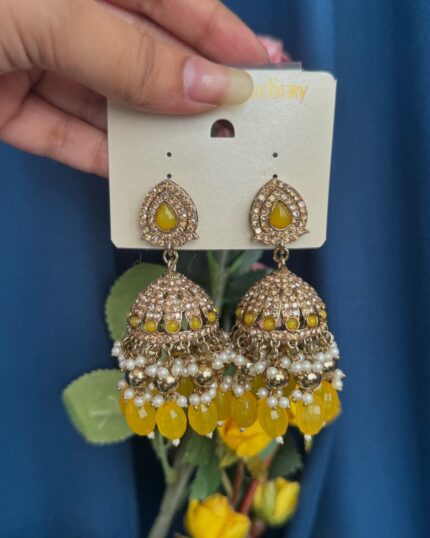 Radhika Kundan Jhumka – Yellow