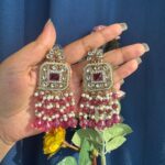 Samia Premium Lightweight Kundan Earrings – Wine